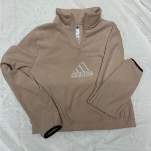 adidas Neutral Taupe Half-Zip Fleece Pullover